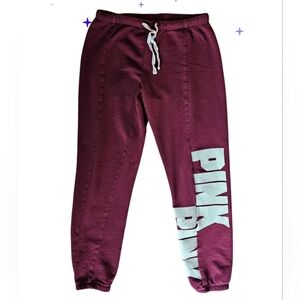 Victoria's Secret PINK Logo Sweatpants Joggers Maroon Burgundy Xsmall